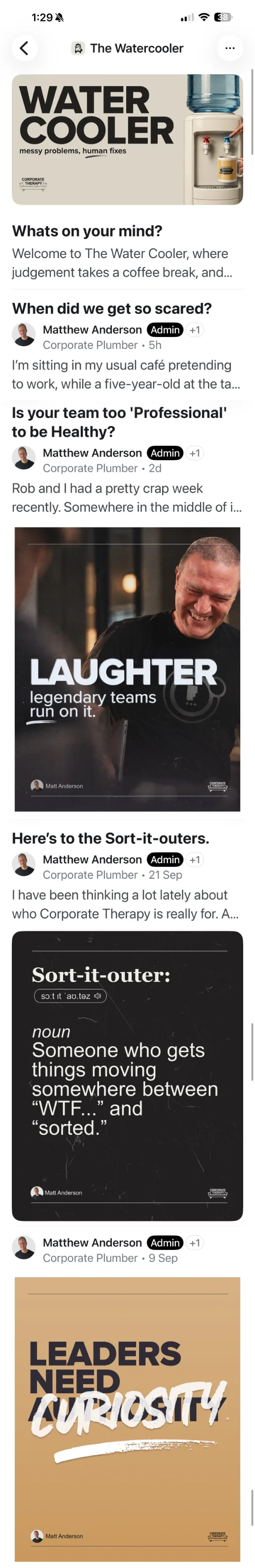 Posts in The Watercooler, inside the Corporate Therapy community